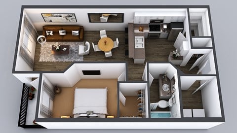 Floor plan for studio, 1 bath, 592 sqft